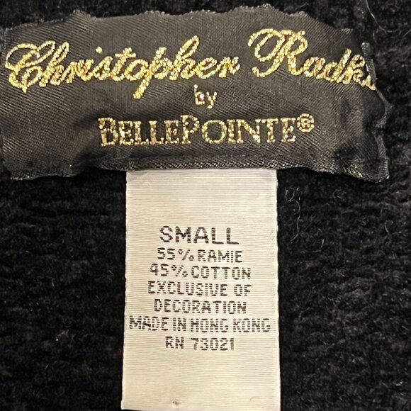 Christopher Radko Vtg Santa Chenille Cardigan, Black, S - Picture 2 of 7